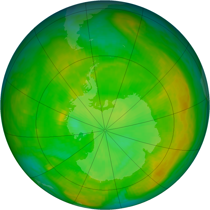 Antarctic ozone map for 23 December 1979